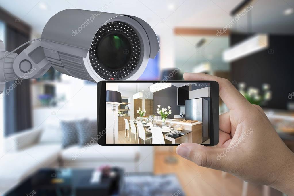 Security camera installed on a home exterior