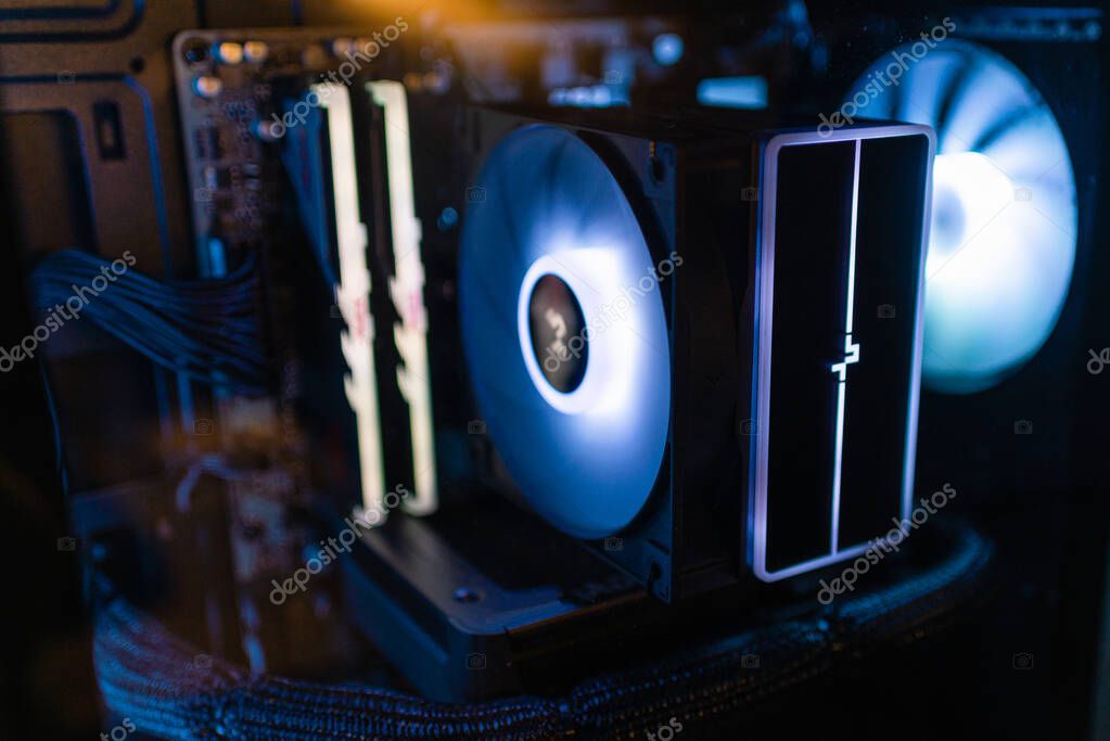 Custom gaming PC with RGB lighting on a desk